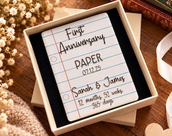 Personalised Paper Anniversary Fridge Magnet | 1st Wedding Keepsake (Ceramic)