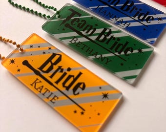 Personalised Wizard Hen Party Acrylic Name Tag | Team Bride Gift Bag Charm