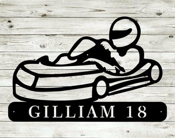 Go Kart Personalized Custom Text Metal Steel Wall Art Hanging Sign