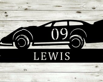 Dirt Late Model Personalized Custom Text Metal Steel Wall Art Hanging Sign