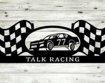 Personalized Street Stock Metal Sign, Checkered Flag Racing Wall Art