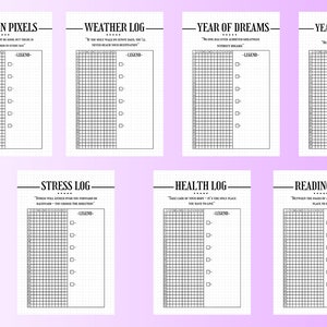 Yearly Habit Tracker Insert, Year in Pixels Mood Tracker, A5 Bullet Journal Page, 6 Ring Planner Refill, Bujo Year at a Glance Spread
