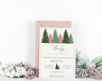 Winter Baby Shower Invitation Template - Baby It's Cold Outside Invite - Christmas Baby Shower - Editable baby shower invitation