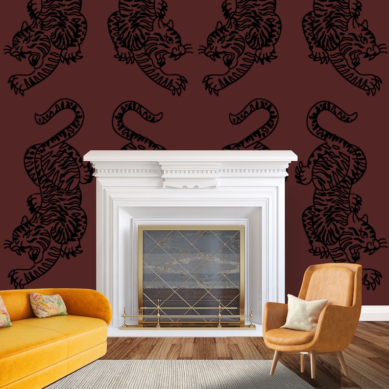 Buy Red Tiger Wallpaper, Wild Animal Wall Paper, Peel and Stick Wall