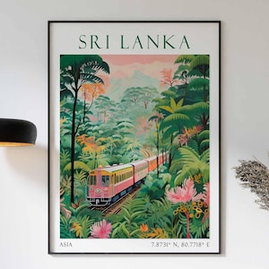 Sri Lanka Travel Print, Sri Lanka Train, Sri Lanka Travel, Sri Lanka Art, Sri Lanka Poster