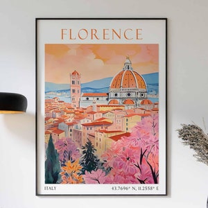 Florence Travel Print, Florence Travel Poster, Italy Wall Art, Italian Travel Decor, Travel Gift, Florence Cathedral Art, Italian Wall Art