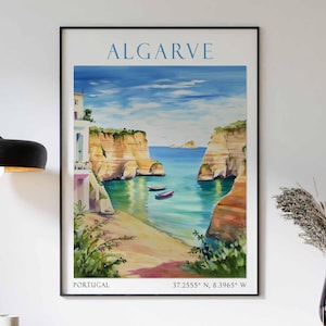 Algarve Portugal Print, Algarve Wall Art, Portuguese Coastal Poster, Algarve Travel Art, Coastal Landscape Decor, Algarve Beach Print