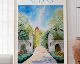 Indiana University Bloomington Wall Art, Indiana University Campus Print, College Campus Artwork, Indiana University Poster