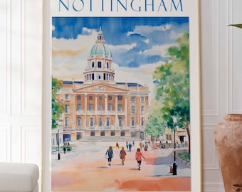 Nottingham Travel Print ~ Nottingham England Travel Poster