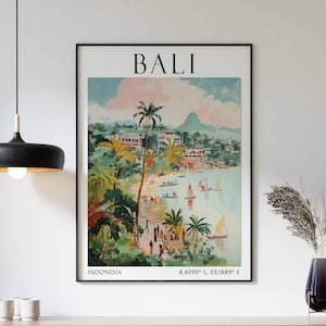 Bali Poster, Indonesia Wall Art, Tropical Paradise Print, Bali Beach Art, Southeast Asia Travel Decor