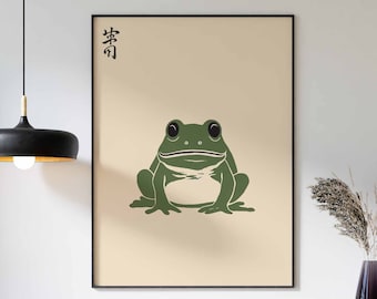 Japanese Matsumoto Hoji Frog Print, Vintage Frog Woodblock Poster, Ukiyo-e Frog Print, Japanese Frog