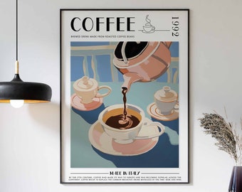 Coffee Print, Kitchen Decor, Coffee Poster, Coffee Art, Coffee Lovers Gift, Coffee Wall Decor, Retro Wall Decor, Vintage Decor
