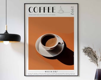 Coffee Print, Kitchen Decor, Coffee Poster, Coffee Art, Coffee Lovers Gift, Coffee Wall Decor, Retro Wall Decor, Vintage Decor