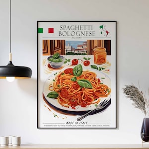 Spaghetti Bolognaise Food Poster, Italian Food Print, Italian Poster, Kitchen Print, Kitchen Decor, Food Art