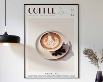 Coffee Print, Kitchen Decor, Coffee Poster, Coffee Art, Coffee Lovers Gift, Coffee Wall Decor, Retro Wall Decor, Vintage Decor