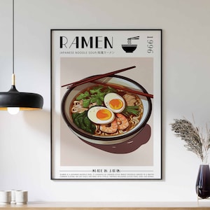 Ramen Poster, Food Print, Ramen Food Art, Modern Kitchen Decor, Japanese Food Print, Japanese Kitchen Decor