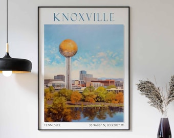 Stampa di Knoxville, Arte murale di Knoxville, Poster di Knoxville, Stampa vintage di Knoxville, Stampa poster di Knoxville, Decorazione murale di Knoxville
