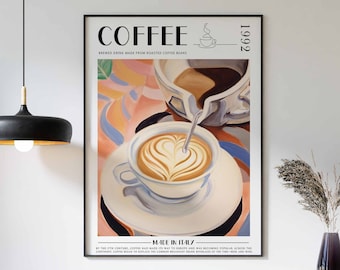Coffee Print, Kitchen Decor, Coffee Poster, Coffee Art, Coffee Lovers Gift, Coffee Wall Decor, Retro Wall Decor, Vintage Decor