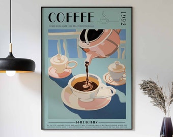 Coffee Print, Kitchen Decor, Coffee Poster, Coffee Art, Coffee Lovers Gift, Coffee Wall Decor, Retro Wall Decor, Vintage Decor