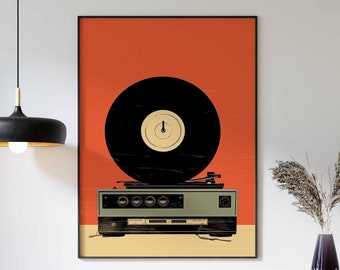 Retro Vinyl Music Print, Music Poster, Music Decor, Music Gift, Gift for Musician, Vinyl Lover Gift, Music Room Print