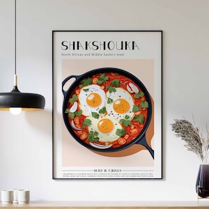 Shakshouka Poster, Food Print, Tunusian Food, Kitchen Decor, Kitchen Wall Art, Middle Eastern Food Print