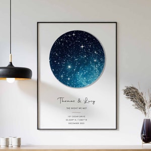 Impression personnalisée de carte des étoiles, La nuit où nous nous sommes rencontrés, Cadeau impression constellation de mariage, Cadeau d'anniversaire, Cadeau pour lui, Cadeau pour elle