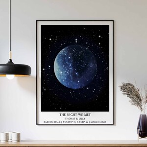Gepersonaliseerde sterrenkaartprint, The Night We Met, bruiloft sterrenbeeld print cadeau, jubileumcadeau, cadeau voor hem, cadeau voor haar