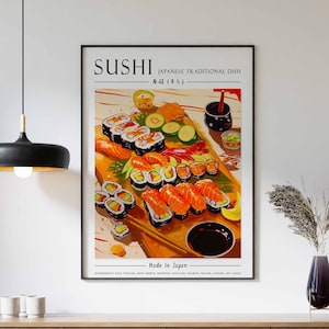 Food Print, Sushi Print, Kitchen Decor, Sushi Poster, Kitchen Art, Food Wall Decor, Asian Food Art, Japanese Food Poster