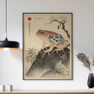 Matsumoto Hoji, Vintage Japanese Art, Frog Art, Toad Poster, Animals Prints, Japanese Woodblock Art, Gift Idea, Meika Gafu
