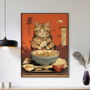 Vintage japanische Katze Poster, japanische Katze Druck, Katzengeschenk, Geschenk für Katzenliebhaber, Tierkunst, Ukiyo-e Druck, asiatische Kunst, orientalisches Dekor