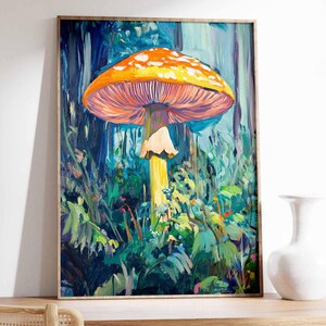 Mushroom Art Maximalist Wall Art Psychedelic Mushroom Print Eclectic Wall Decor Abstract Print Colourful Wall Art Trendy Prints