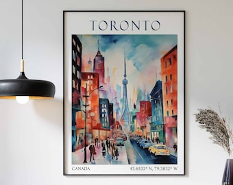 Toronto Reise Druck, Toronto Reise Poster, KN Tower Kunstwerk, Kanada Wandkunst, Kanada Reise-Dekor, Toronto Reisegeschenk, Vintage Wandkunst