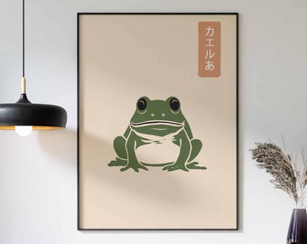 Japanese Matsumoto Hoji Frog Print, Vintage Frog Woodblock Poster, Ukiyo-e Frog Print, Japanese Frog