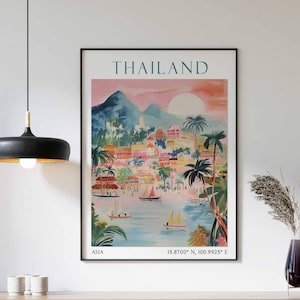 Thailand Reise, Thailand Reise Poster, Thailand Landschaft Druck, thailändische Wandkunst, Südostasiatische Reise-Dekor, Thailand Reise Geschenk