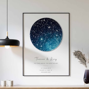 Gepersonaliseerde sterrenkaartprint, The Night We Met, bruiloft sterrenbeeld print cadeau, jubileumcadeau, cadeau voor hem, cadeau voor haar