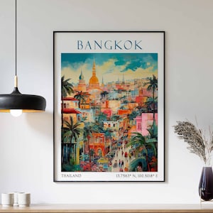 Bangkok Travel Print, Bangkok Travel Poster, Asian Travel Poster, Southeast Asia Decor, Thailand Wall Art, Home Decor, Thailand Wall Decor