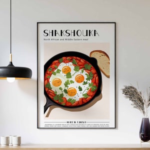 Shakshouka Poster, Food Print, Tunusian Food, Kitchen Decor, Kitchen Wall Art, Middle Eastern Food Print