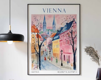 Vienna Travel Print, Vienna Travel Poster, Austria Wall Art, Austrian Travel Decor, Vienna Travel Gift, Vienna Art Print, Vintage Wall Art