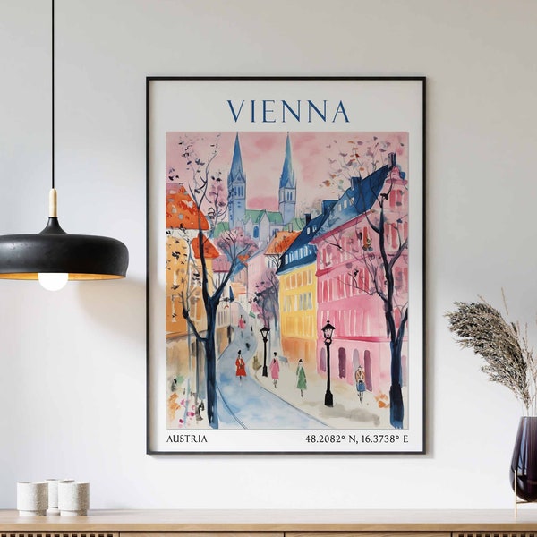 Wien Reise Poster, Wien Reise Poster, Österreich Wandkunst, Österreichische Reise Dekor, Wien Reise Geschenk, Wien Kunstdruck, Vintage Wandkunst