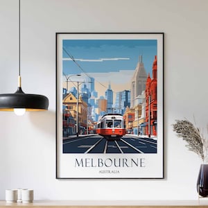 Impressão de viagem de Melbourne, pôster de viagem de Melbourne, arte de parede da Austrália, decoração de viagem australiana, presente de viagem de Melbourne, impressão de arte de Melbourne