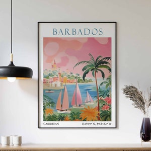 Barbados Travel Print, Barbados Travel Poster, Caribbean Wall Art, Barbados Island Decor, Barbados Coastal Print, Beach House Decor