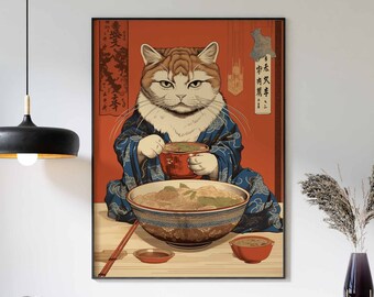 Vintage Japanese Cat Poster, Japanese Cat Print, Cat Gift, Gift for Cat Lovers, Animal Art, Ukiyo-e Print, Asian Art, Oriental Decor
