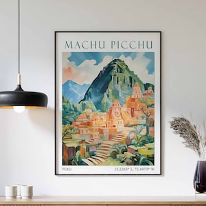 Machu Picchu Travel Print, Machu Picchu Travel Poster, Peru Wall Art, Landscape Print, South American Travel Decor, Peru Travel Gift