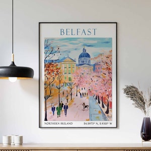 Belfast Travel Print, Belfast Travel Poster, Northern Ireland Wall Art, Belfast Vacation Art, Belfast Wall Decor, Travel Gift, Home Decor