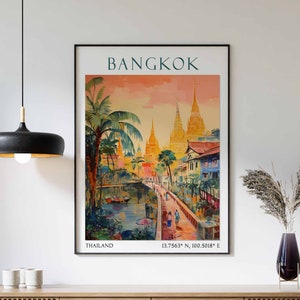 Bangkok Travel Print, Bangkok Travel Poster, Asian Travel Poster, Southeast Asia Decor, Thailand Wall Art, Home Decor, Thailand Wall Decor