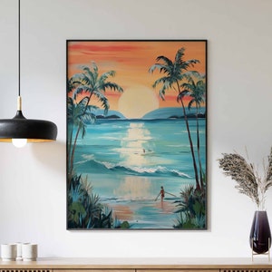 Boho Art, Boho Print, Rustic Beach Art,  Coastal Wall Art, Rustic Coastal Décor, Boho Beach Wall Art, Sunset Scenery Art, Vintage Beach Art