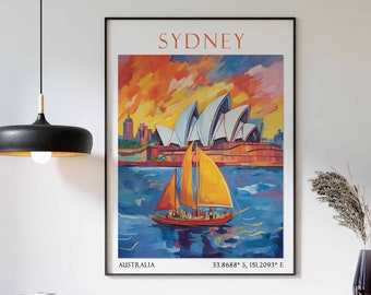 Sydney Travel Print, Sydney Travel Poster, Sydney Opera House Art, Australia Wall Art, Australian Travel Decor, Sydney Travel Gift