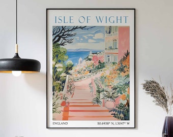 Isle of Wight Travel Print, Isle of Wight Travel Poster, England Wall Art, Coastal Print, English Wall Art, Travel Gift, Seaside Wall Art