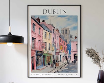 Dublin Travel Print, Dublin Travel Poster, Ireland Wall Art, Irish Travel Decor, Dublin Travel Gift, Vintage Dublin Poster, Irish Wall Decor
