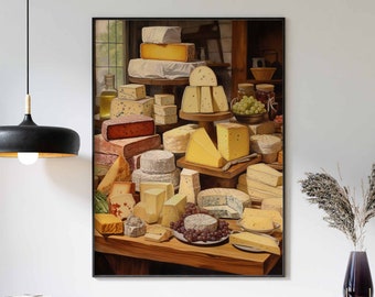 Vintage Cheese Poster: Kitchen Food Art Print